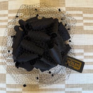 NWT Kokin Black Veiled Flower Cocktail Hat